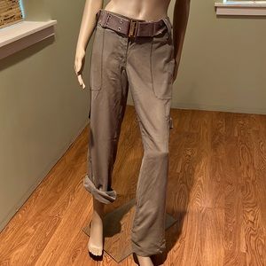 Guess By MarcianoTaupe Belted Pants In Silk With Stitching Design Size 10